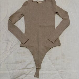 nuuds Women's Crew Neck Sweater Bodysuit - oat